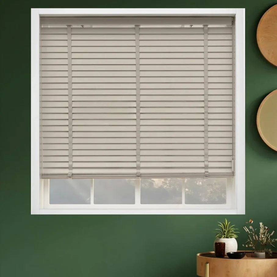 50mm Kurdelalı Ahşap Jaluzi Perde – Bej